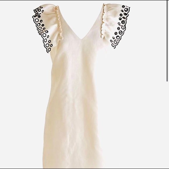 J Crew 🤍🖤 Eyelet Flutter Shoulder Dress - Picture 4 of 6